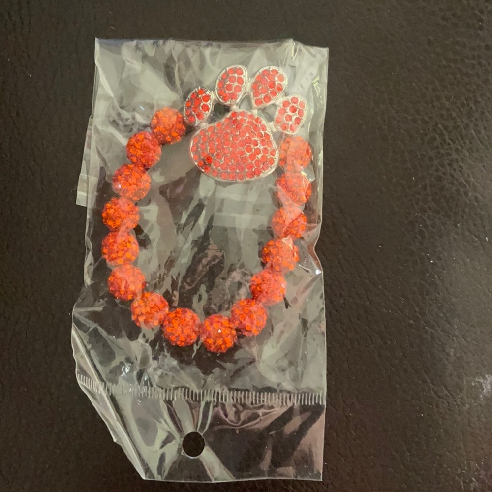 Stretchy oranges paw print bracelet